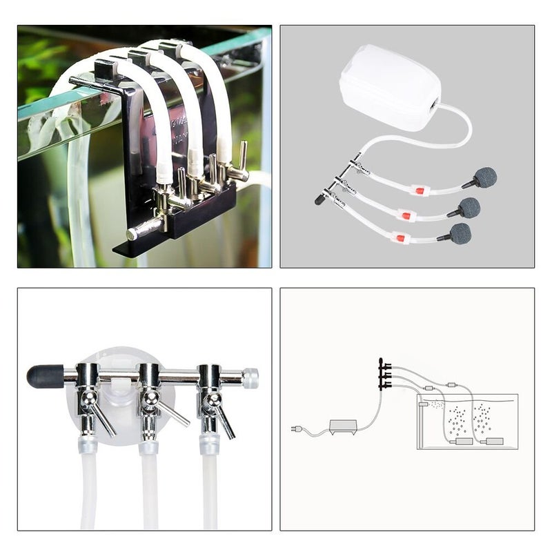 BornFeel Aquarium Air Pump Splitter 10 in 1 Set 3-Way Air Flow Control Lever Valve & 3 Non-Return Check Valves & 6 Suction Cups for Fish Tank Airline Air Tube Hose - Image 4